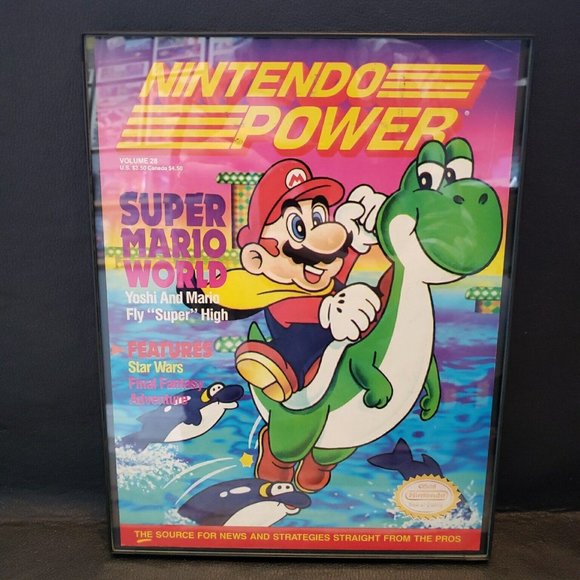 Framed Retro 1991 Super Mario World Magazine -cover- SNES Video Game Wall Art